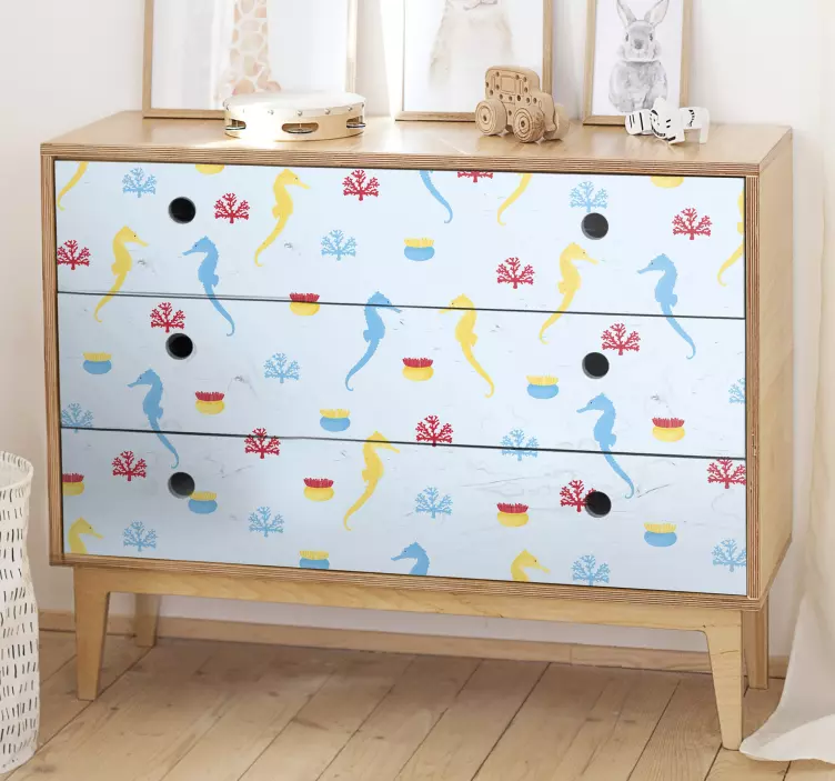 Αυτοκόλλητο με έπιπλα θαλάσσιου αλόγου και κοραλλιού - TenStickers