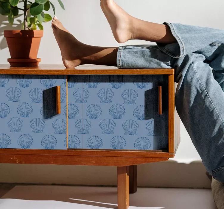 αυτοκόλλητο επίπλων με μπλε αποχρώσεις θαλασσινών κοχυλιών - TenStickers