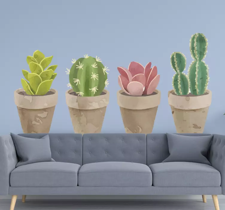 αυτοκόλλητο σετ κάκτων σε γλάστρες - TenStickers
