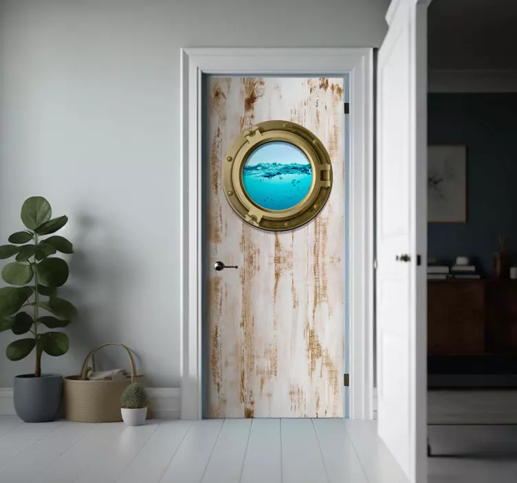 Αυτοκόλλητες Πόρτες Παράθυρο πλοίου σε παλιά υφή - TenStickers