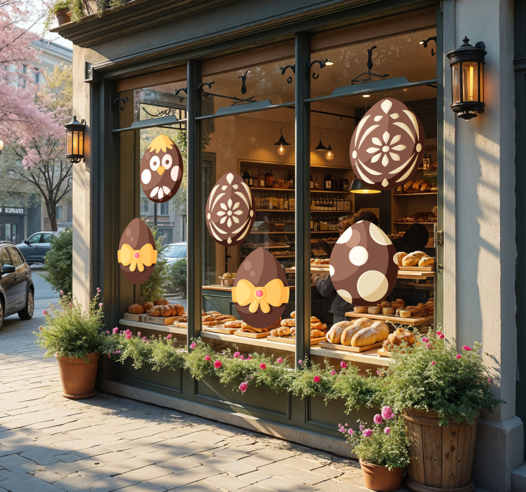 Αυτοκόλλητο για βιτρίνες σοκολατένια πασχαλινά αυγά - TenStickers