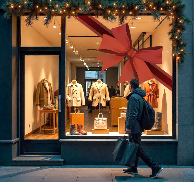 Αυτοκόλλητο για βιτρίνες γωνιακή κόκκινη κορδέλα - TenStickers