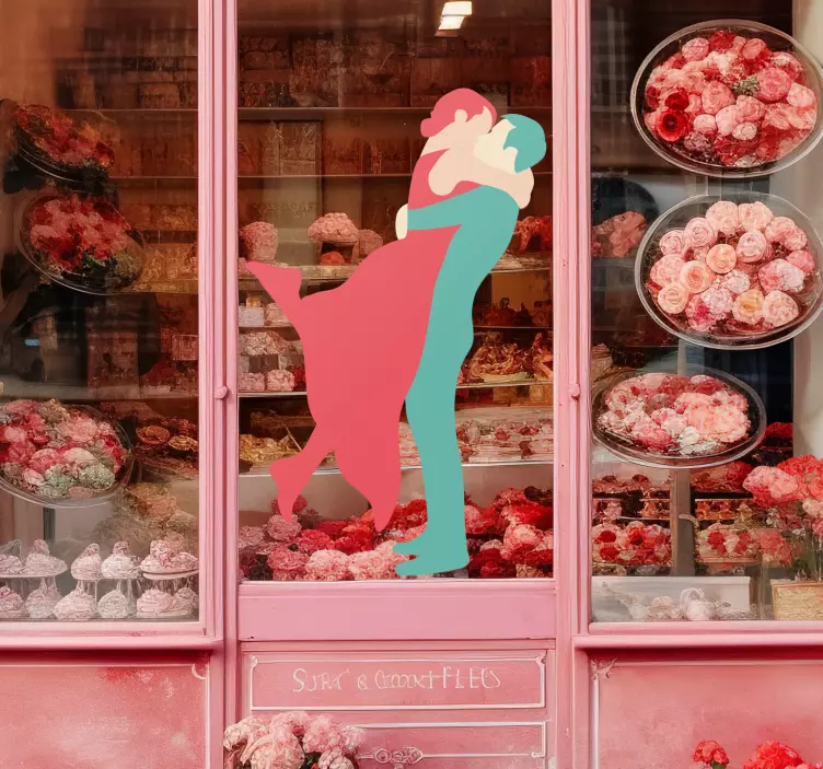 αυτοκόλλητο πρόσοψη καταστήματος φιλί ζευγαριού - TenStickers