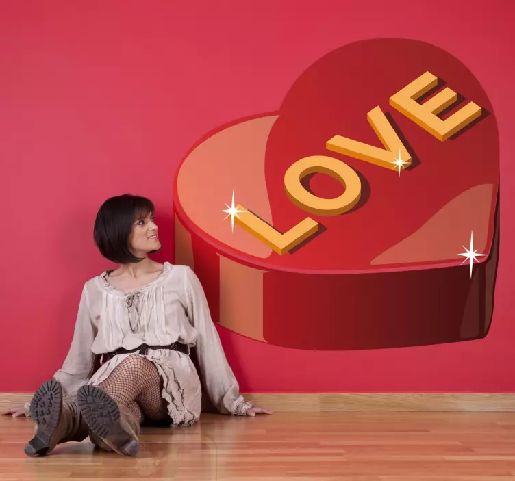 Αυτοκόλλητο για βιτρίνες κουτί σε σχήμα καρδιάς - TenStickers