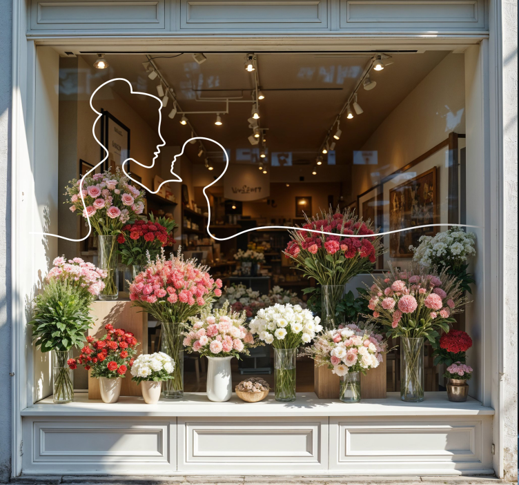 Αυτοκόλλητο για βιτρίνες γραμμή τέχνης μητέρα - TenStickers