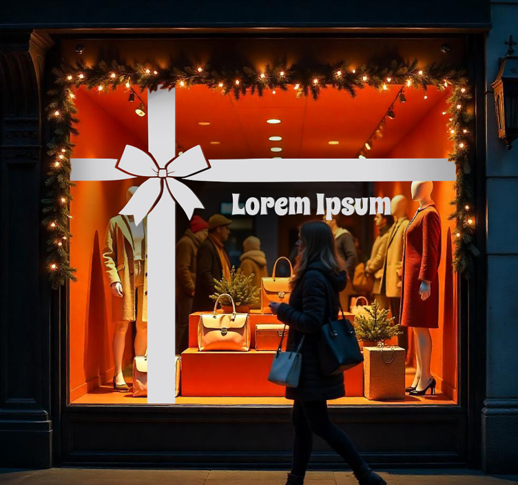 Αυτοκόλλητο για βιτρίνες εξατομικευμένη κορδέλα δώρου - TenStickers