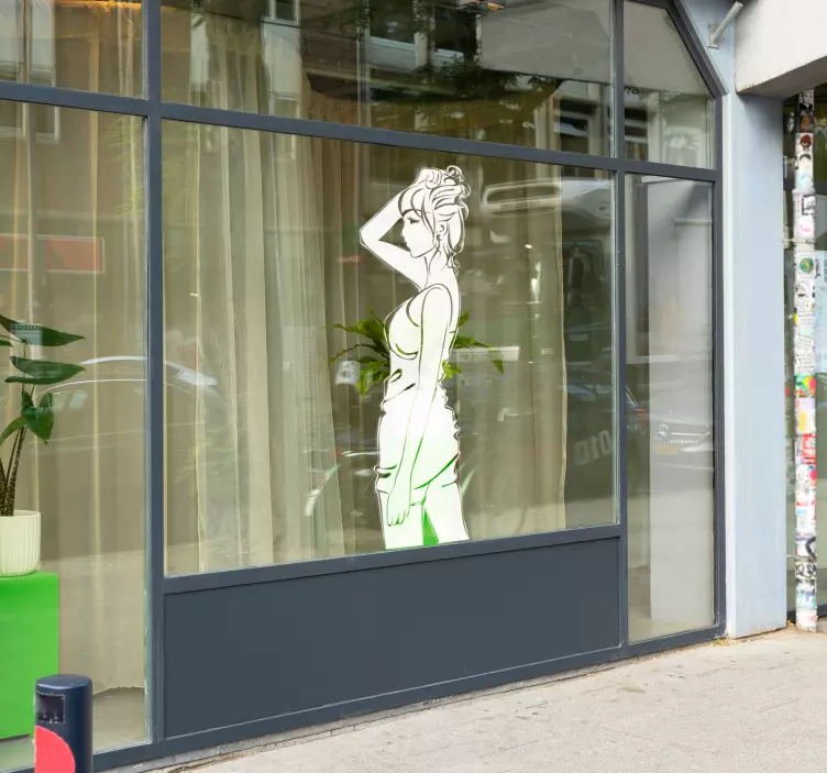 Αυτοκόλλητο για βιτρίνες κομψή γυναικεία σιλουέτα - TenStickers