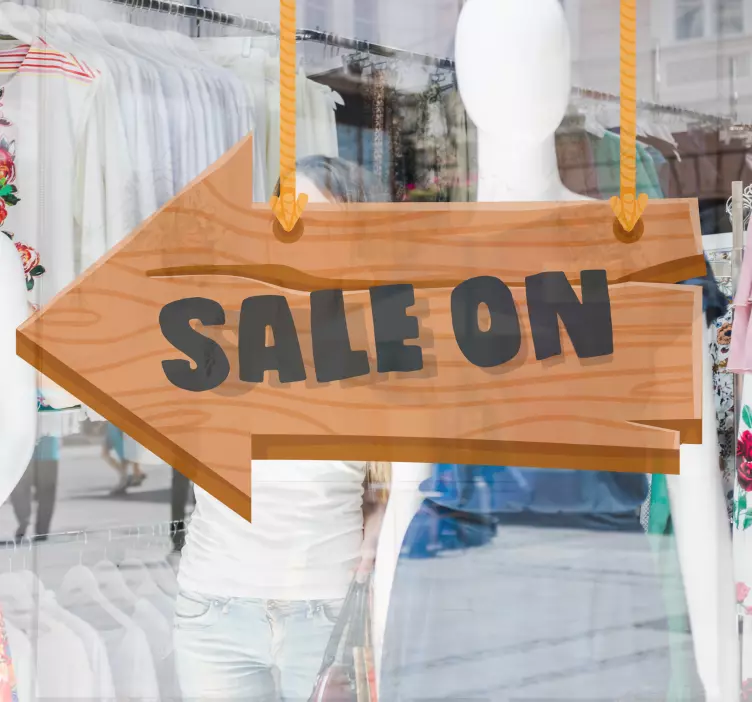 Αυτοκόλλητο για βιτρίνες ξύλινο βέλος πώλησης - TenStickers