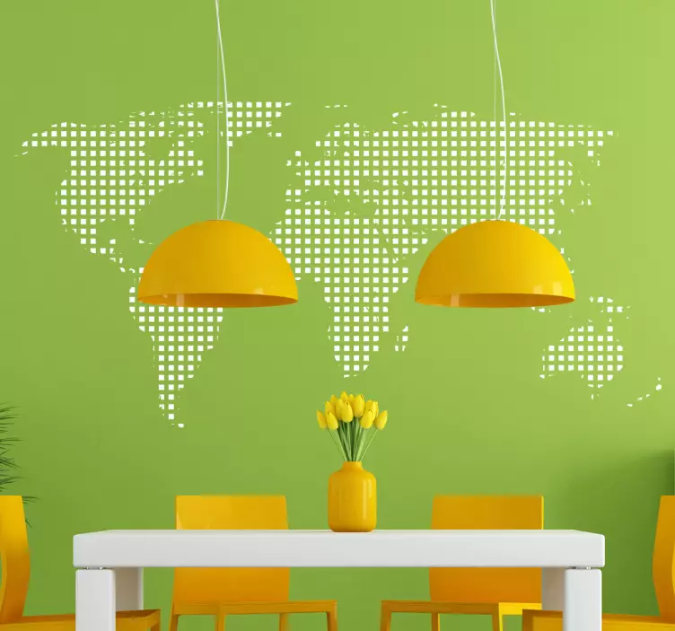 Αυτοκόλλητο με ένα τετράγωνο διάστικτο παγκόσμιο χάρτη - TenStickers