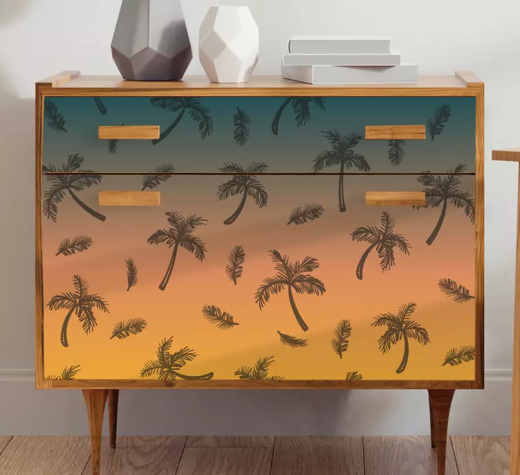 ηλιοβασίλεμα ουρανό στη θάλασσα με decal επίπλων δέντρων - TenStickers