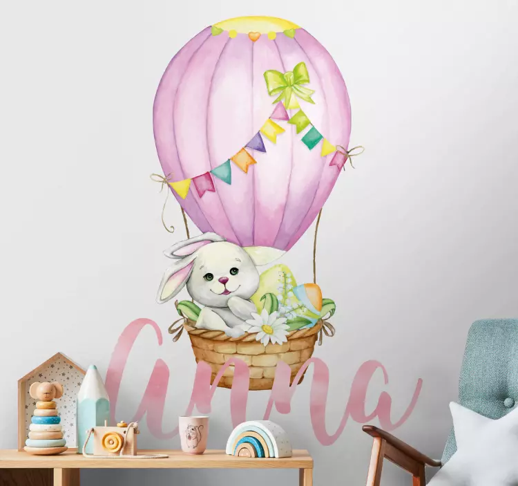 γλυκό παστέλ λαγουδάκι σε μπαλόνι βινυλίου - TenStickers