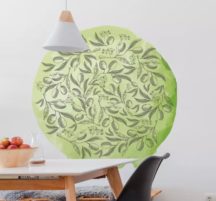 αυτοκόλλητο με υφή πράσινο κλαδί ελιάς - TenStickers