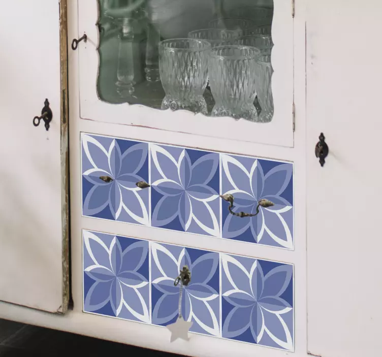 αυτοκόλλητο επίπλων με πλακάκια μπλε μοτίβα - TenStickers