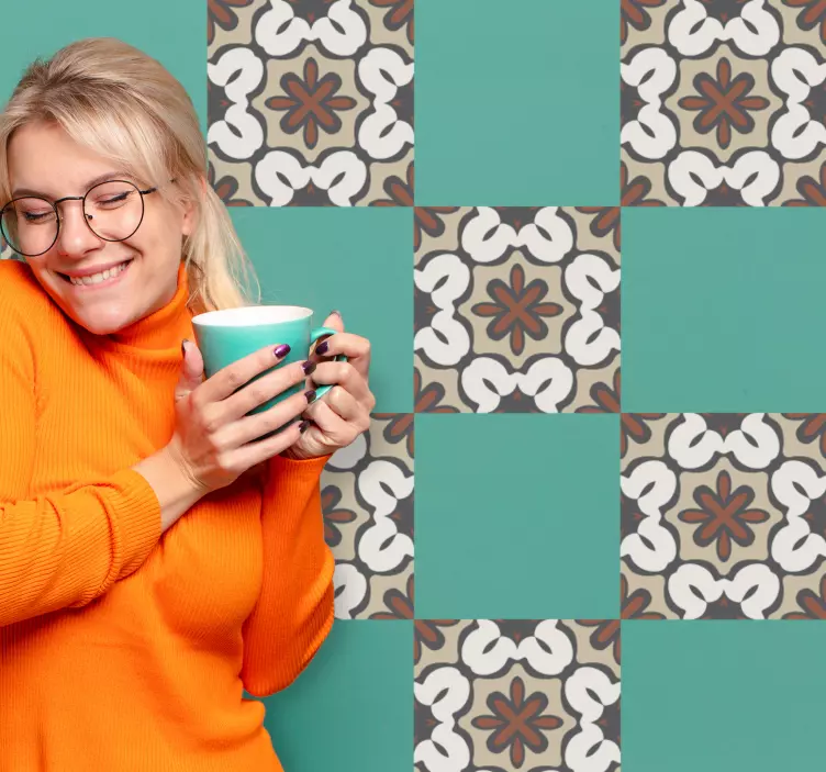 αυτοκόλλητο πλακάκια γεωμετρικό μπεζ σχέδιο - TenStickers