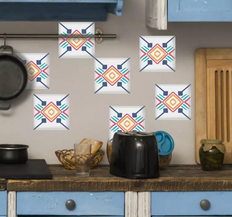 Αυτοκόλλητο πλακάκια γεωμετρικό πολύχρωμο μοτίβο - TenStickers