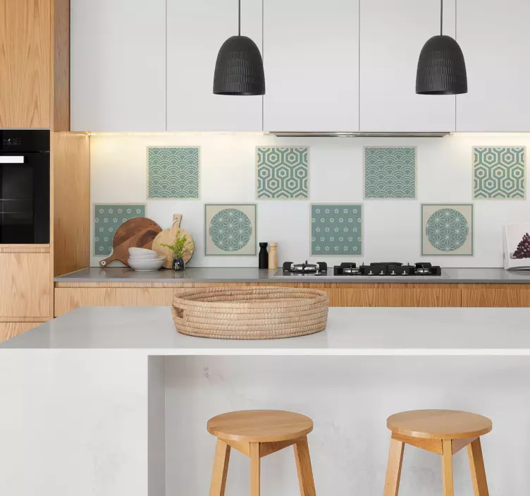 αυτοκόλλητο πλακάκια πράσινο ιαπωνικό - TenStickers