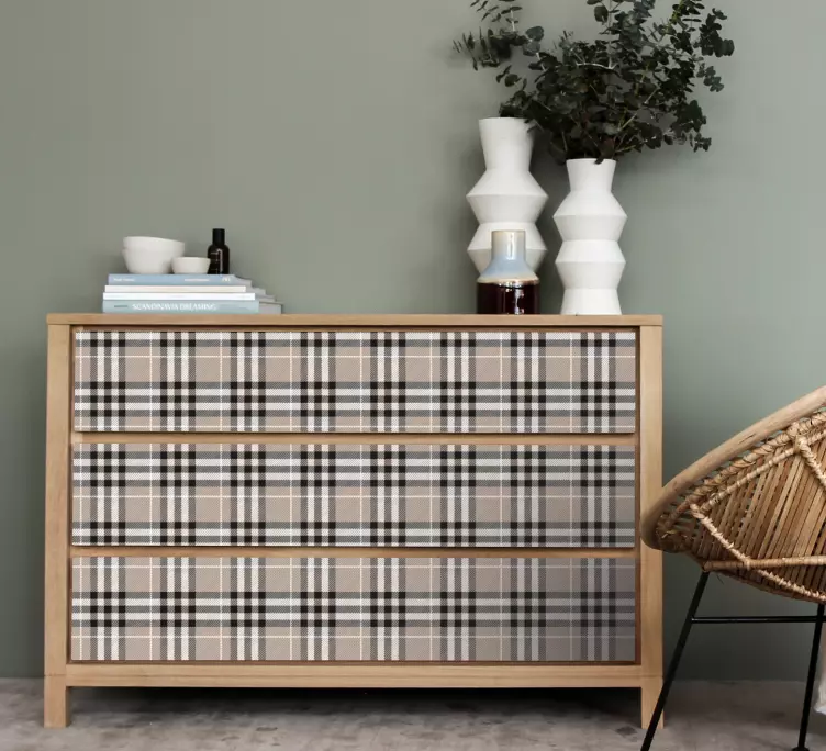 παραδοσιακό σκούτσο γκρι ταρτάν επίπλων - TenStickers