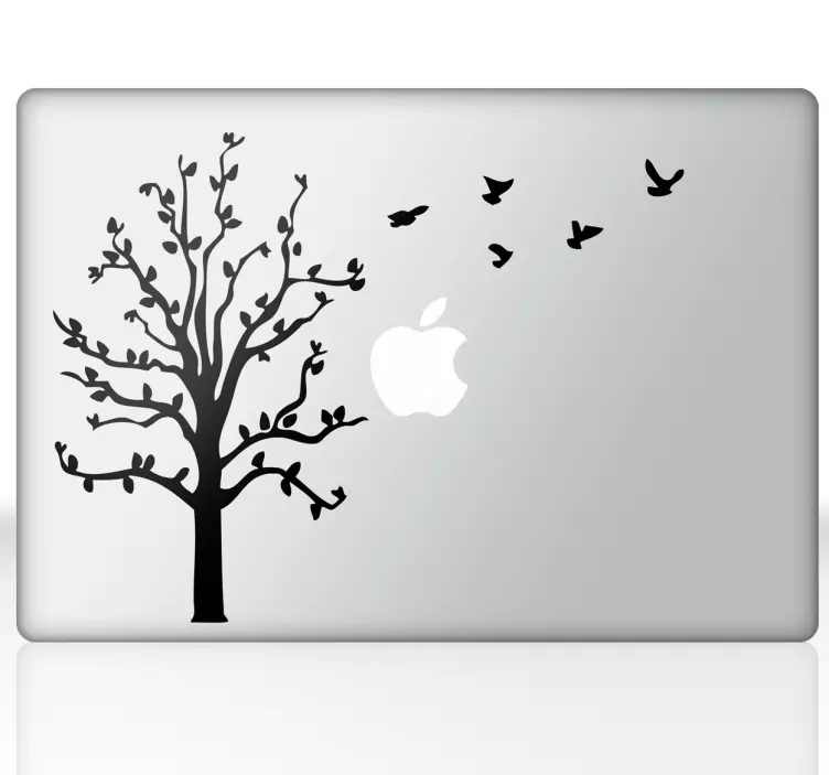 αυτοκόλλητο δέντρο και ιπτάμενα πτηνά macbook - TenStickers