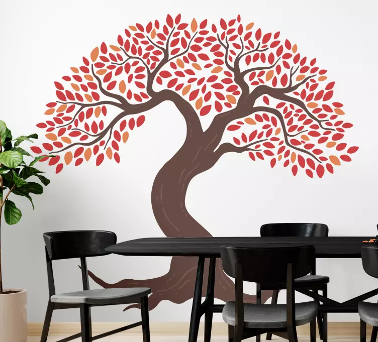 δέντρο με κόκκινα φύλλα τοίχου αυτοκόλλητο για υπνοδωμάτιο - TenStickers