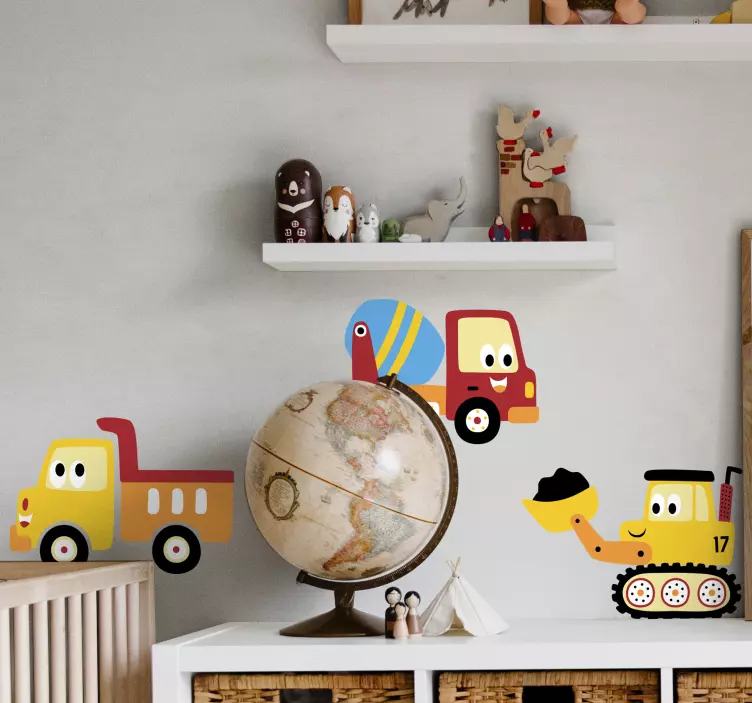 αυτοκόλλητο φορτηγό, ανασκαφέας, σετ φορτηγών - TenStickers