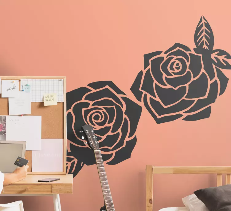 αυτοκόλλητο δύο λουλουδιών με δύο τριαντάφυλλα - TenStickers