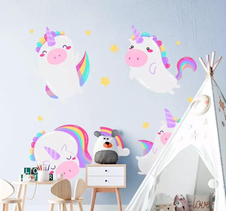 Αυτοκόλλητο με μονόκερους νυχτερινή νεράιδα - TenStickers