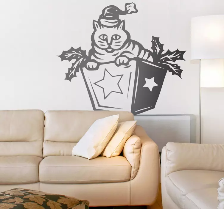 Αυτοκόλλητο Αγίου Βαλεντίνου εορταστική έκπληξη γάτας - TenStickers