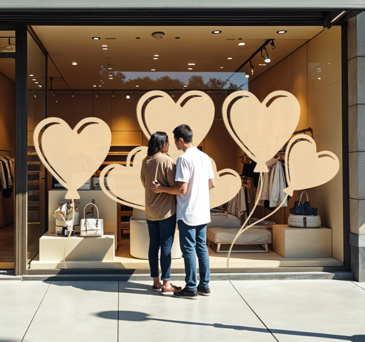 Αυτοκόλλητο Αγίου Βαλεντίνου μπαλόνια καρδιάς - TenStickers