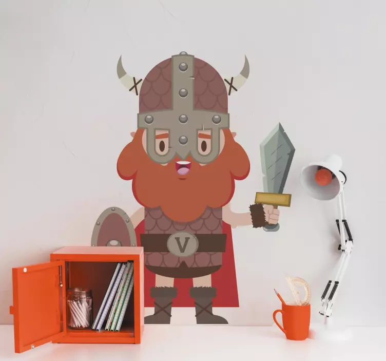 Viking πορτοκαλί γενειάδα δόρυ χαρακτήρα - TenStickers