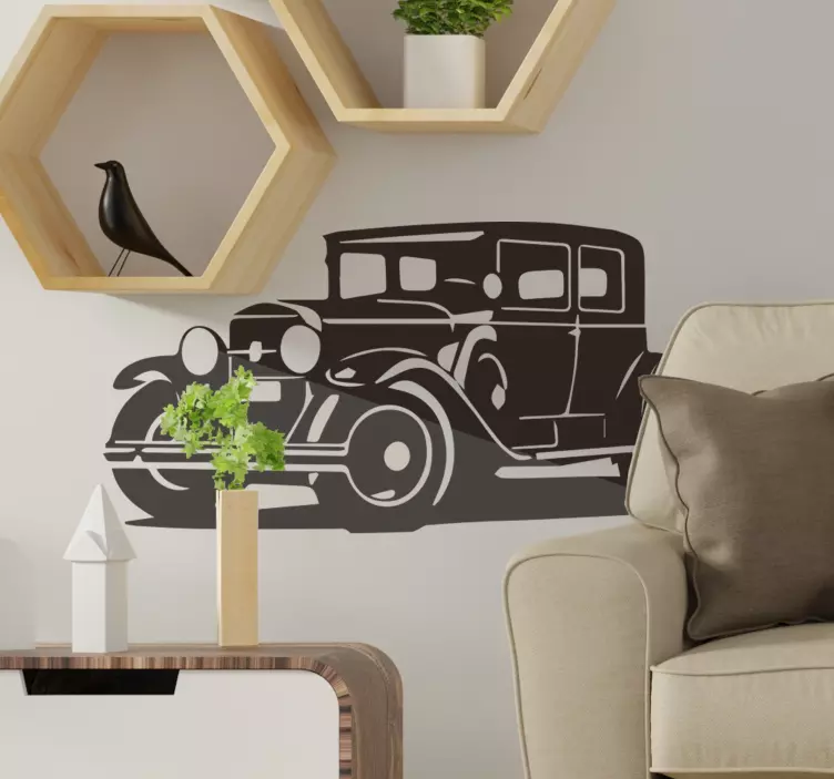 αυτοκόλλητο vintage al capone και cadillac - TenStickers