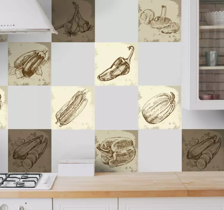 αυτοκόλλητο κουζίνα vintage εικονογράφηση τροφίμων - TenStickers