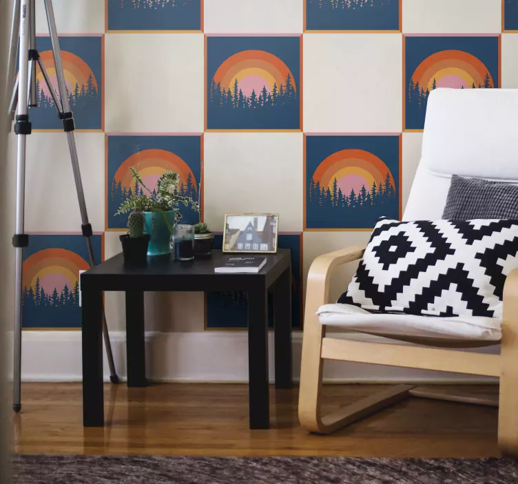 αυτοκόλλητο vintage πλακάκια ήλιου - TenStickers