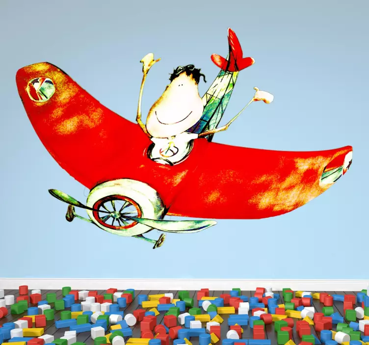 Αυτοκόλλητο για παιδιά χαρούμενο παιδικό αεροπλάνο - TenStickers