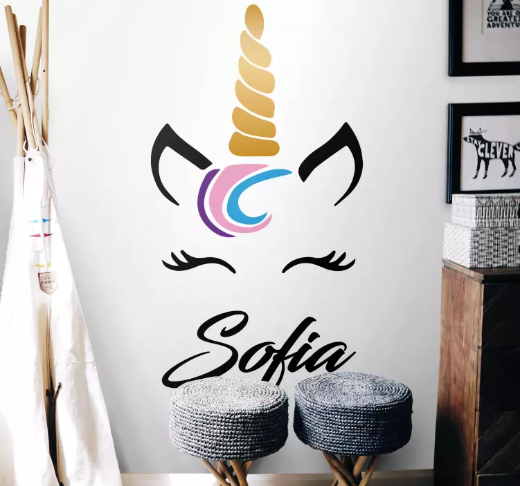 Αυτοκόλλητο για παιδιά προσαρμογή προσώπου μονόκερου - TenStickers