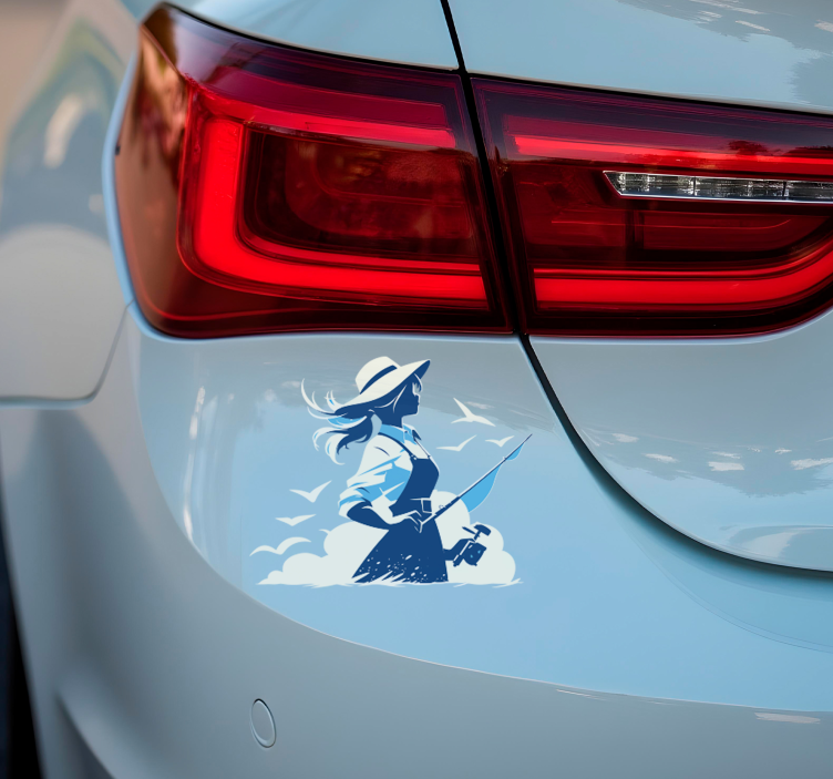 Αυτοκόλλητο του αθλητισμού κορίτσι που ψαρεύει - TenStickers