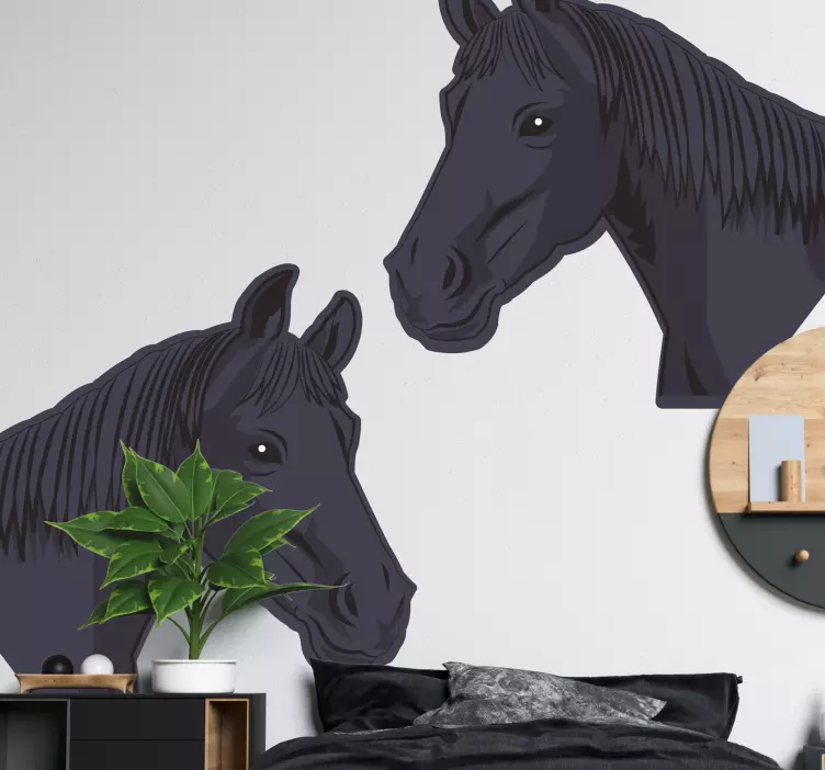 Αυτοκόλλητο άγριο ζώο έργο τέχνης με κεφάλι αλόγου - TenStickers