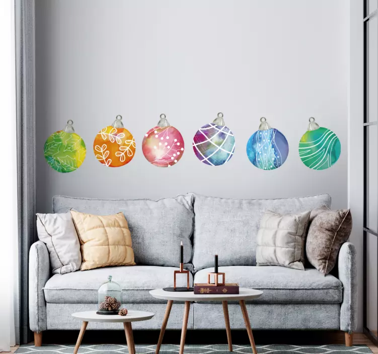 ακουαρέλα χριστουγεννιάτικο στολίδι χριστουγεννιάτικο αυτοκόλλητο - TenStickers