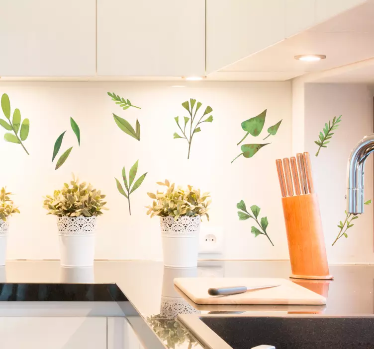 αυτοκόλλητο τοίχου φύλλα ακουαρέλα - TenStickers