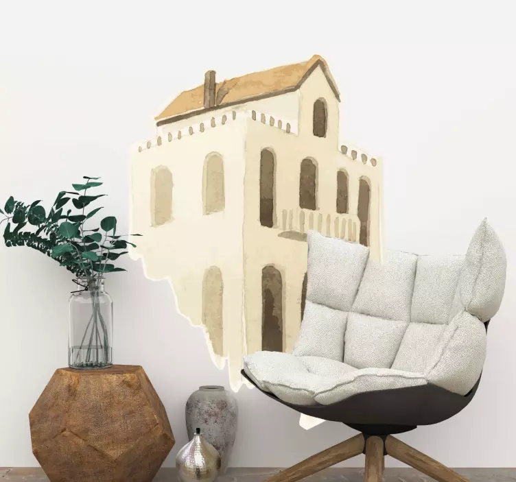 ακουαρέλα μεσογειακό κτίριο αντικείμενο decal - TenStickers