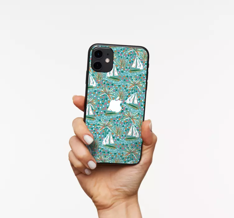 αυτοκόλλητο με ακουαρέλα πλοία μοτίβο iphone - TenStickers