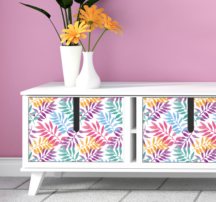 ταπετσαρία με ακουαρέλα φύλλα - TenStickers