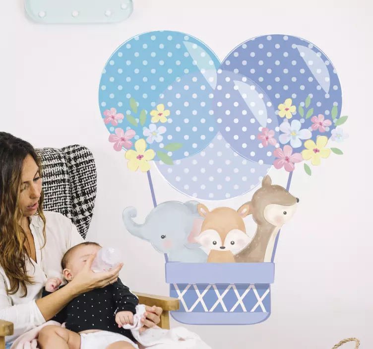 ακουαρέλα ζώα ζεστό αέρα μπαλόνι τοίχου decal - TenStickers