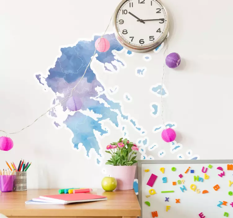 αυτοκόλλητο χάρτη ακουαρέλα της χώρας Ελλάδα - TenStickers