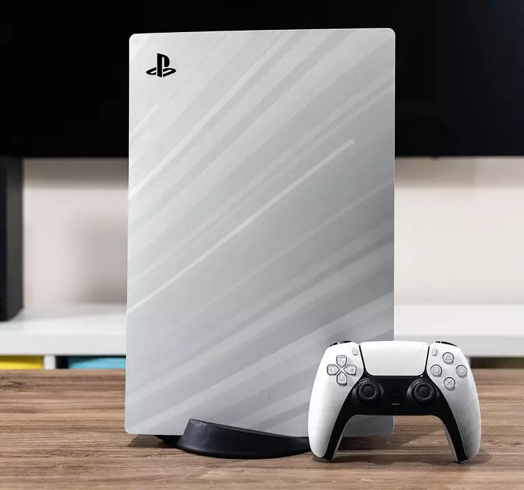 αυτοκόλλητο λευκό και γκρι αφηρημένη κύματα ps5 - TenStickers