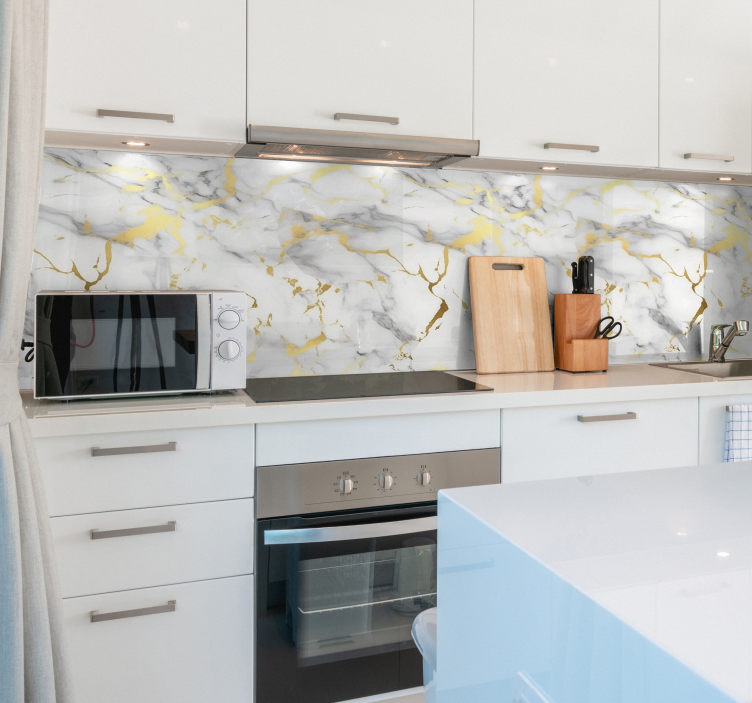 Αυτοκόλλητο υφές Λευκό μάρμαρο με χρυσές διαδοχές - TenStickers