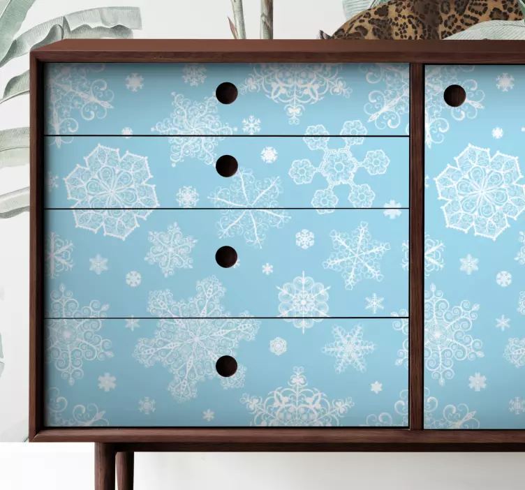 αυτοκόλλητο Χριστουγεννιάτικες νιφάδες χιονιού σε μπλε φόντο - TenStickers