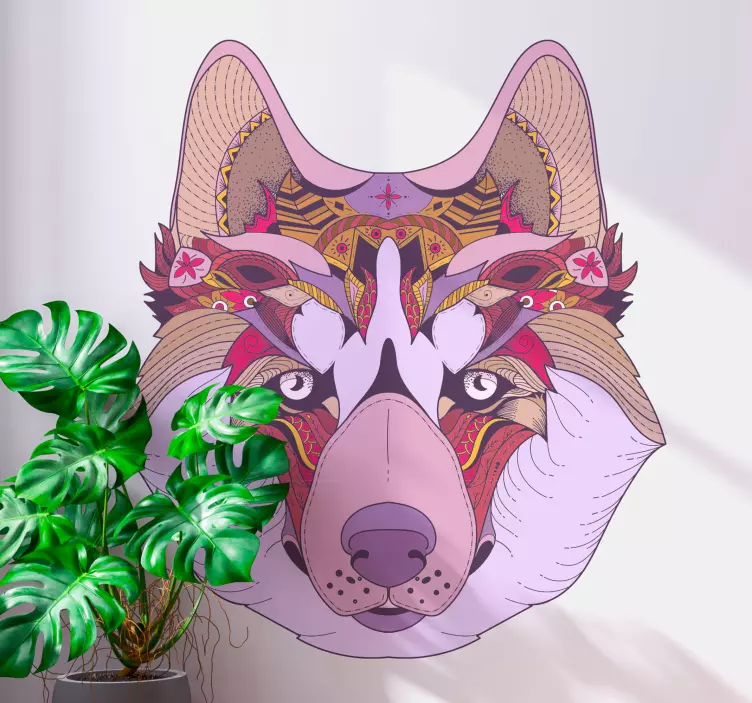 λύκος που ζωγραφίζει καλλιτεχνικό αυτοκόλλητο άγριων ζώων - TenStickers