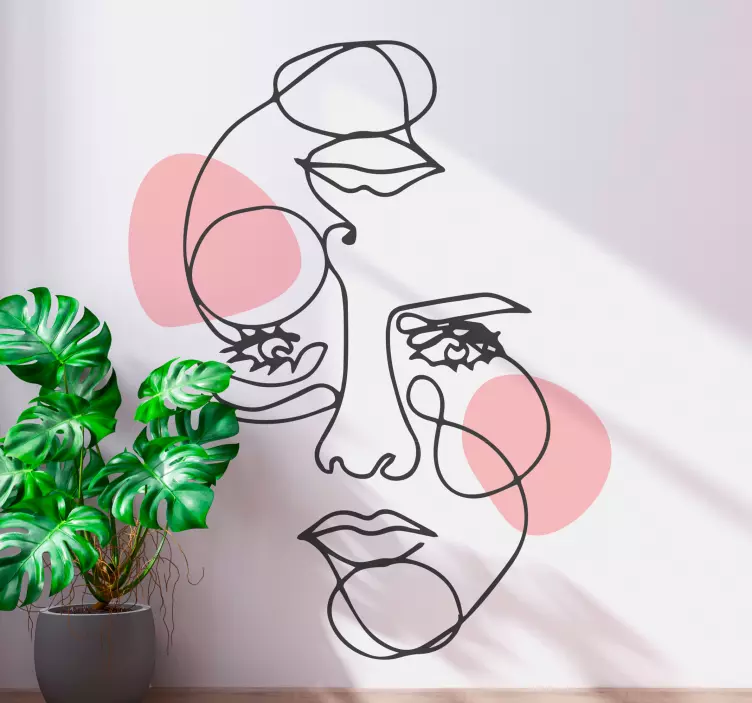 αυτοκόλλητο τοίχου με ελάχιστες γραμμές γυναίκα - TenStickers