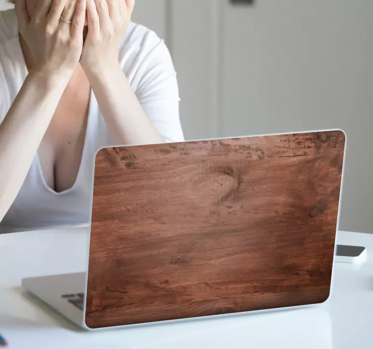 αυτοκόλλητο φορητού υπολογιστή μοτίβο ξύλου - TenStickers