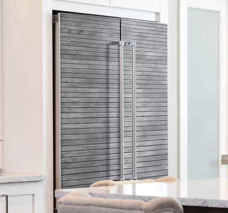 αυτοκόλλητο ξύλινο γκρι ψυγείο - TenStickers